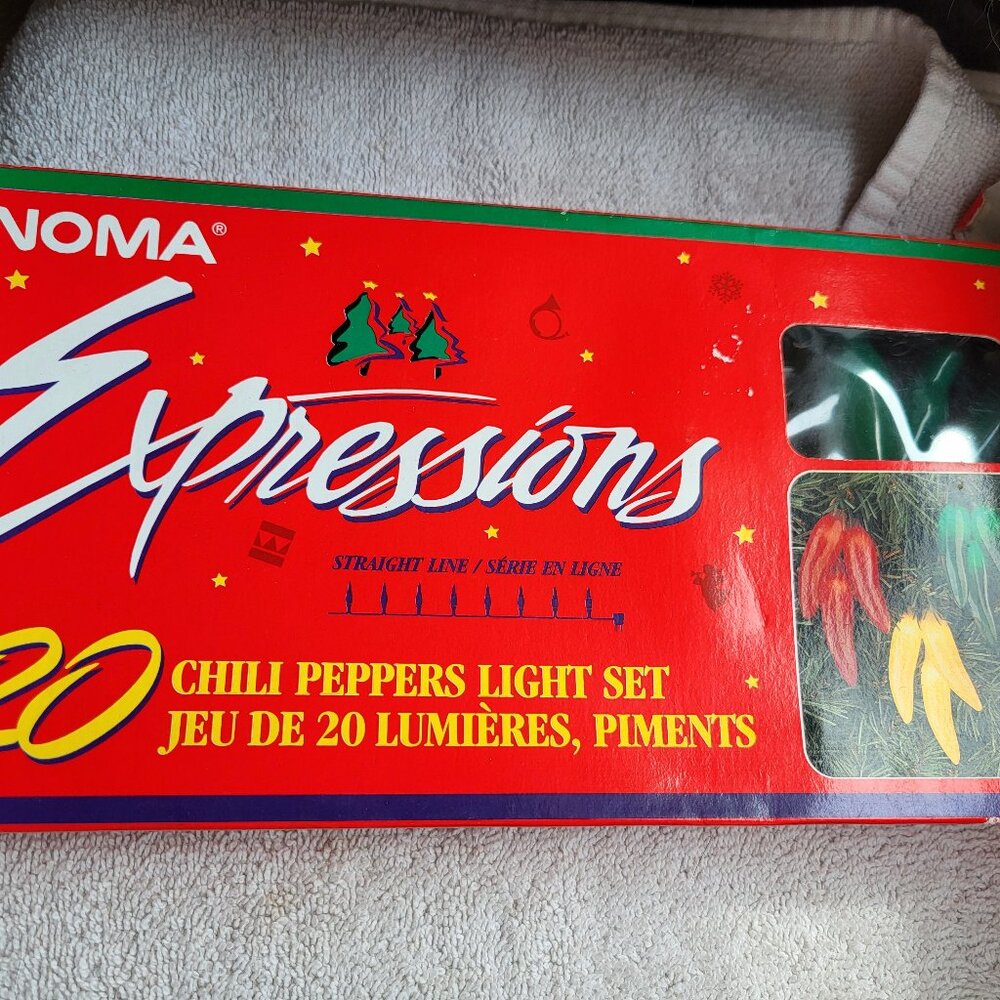 Noma Expressions 20 Chili Peppers Indoor Light Set GUC in Box GREEN TESTED BIN H